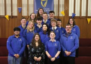 A photo of the 2024-2025 PolSoc Committee at Mock Dáil 2025